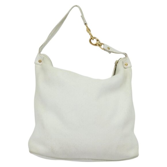 CELINE Shoulder Bag Leather White Auth fm4520 - Picture 3 of 14